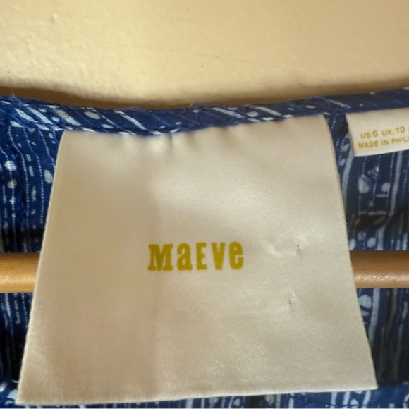 Anthropologie Maeve Boho Blue Island Orchid Split Neck Blouse Size US 6 - Picture 3 of 7